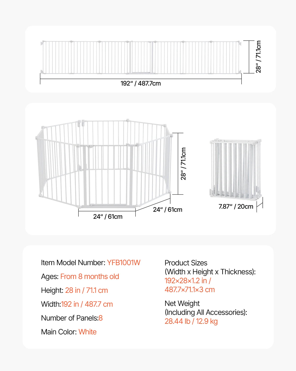SucceBuy Stainless Steel Walk Thru Pressure Mount Baby Gate