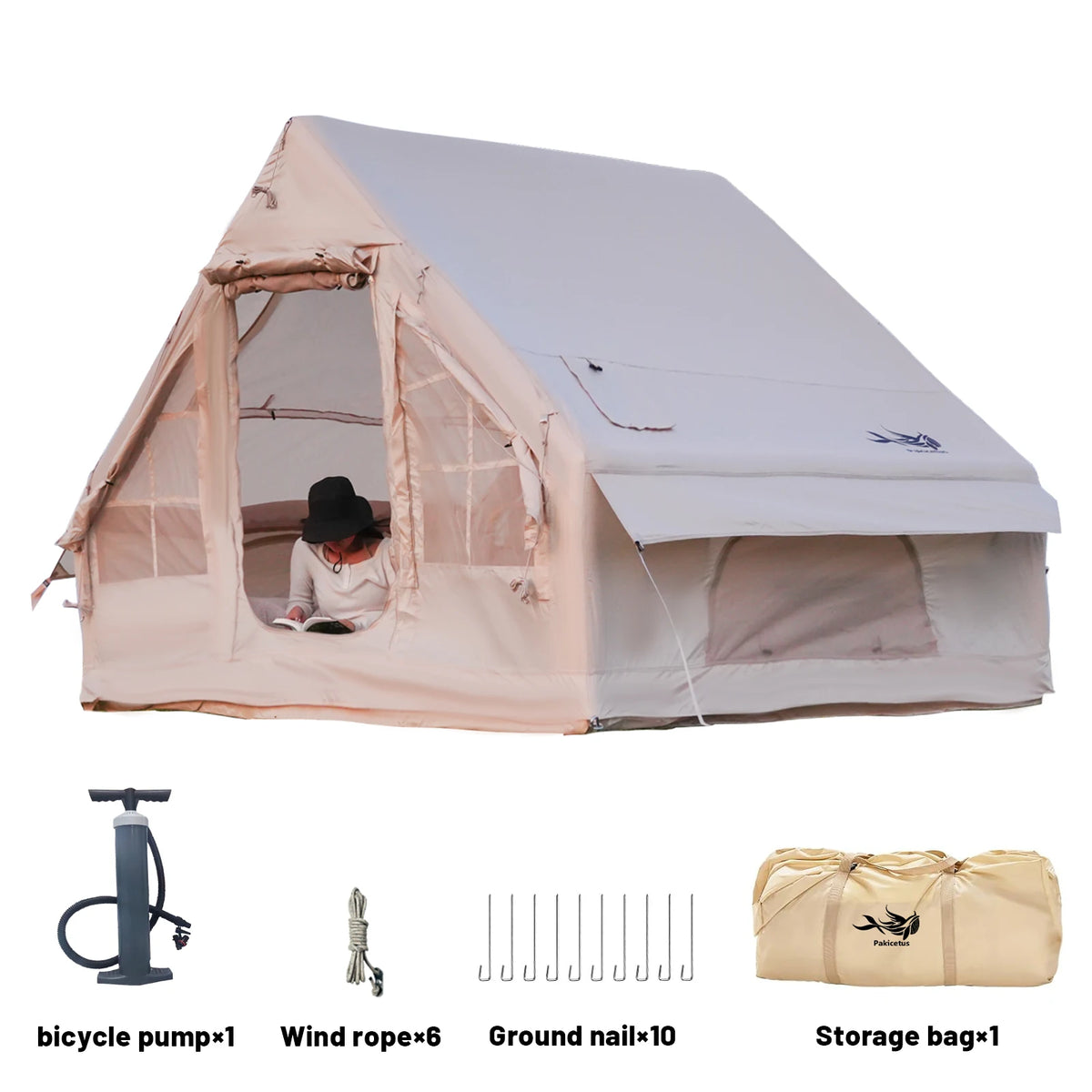 Pakicetus Oxford Inflatable Camping Tent With Stove Plug