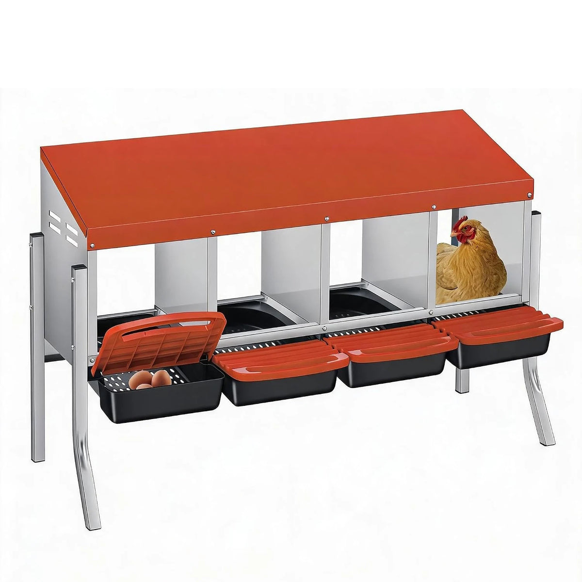 HiMISS Roll Away Chicken Nesting Box With Egg Collection Tray