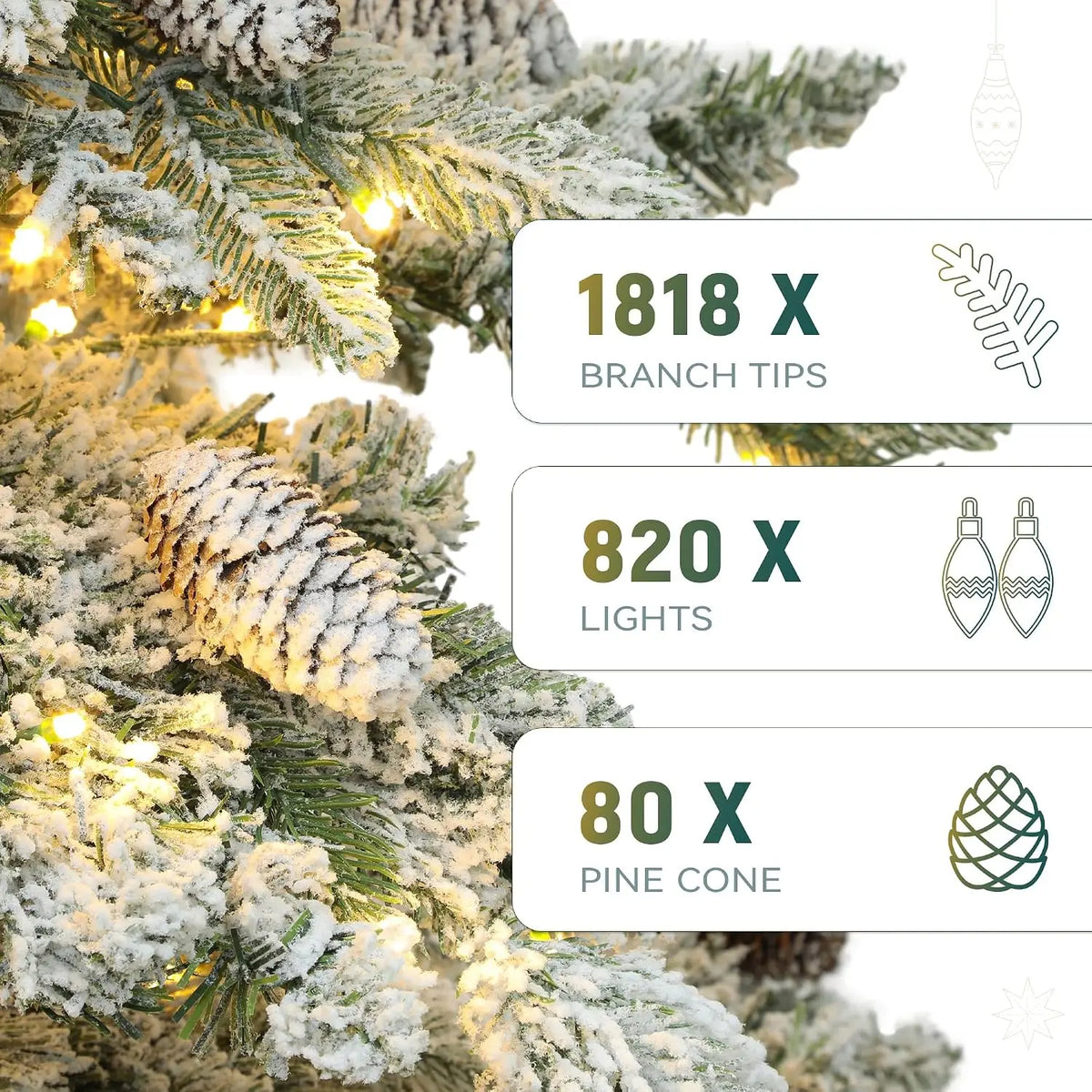 9 Foot Flocked Mountain Pine Christmas Tree, Pre-Lit and Includes Remote