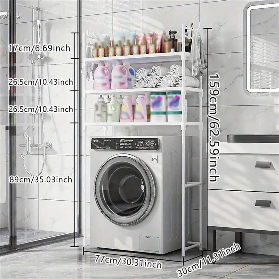 Metal Bathroom Storage Rack Floor Mounted Over Toilet Washing Machine Multifunctional Organizer Home Decor