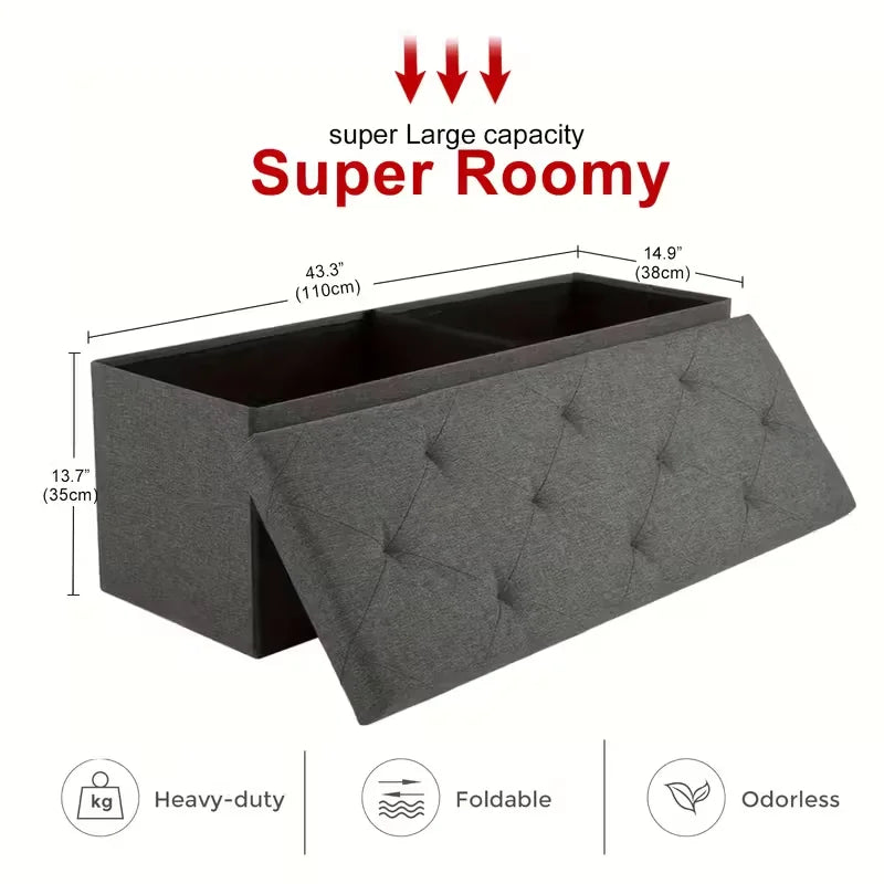 Sarenzoon Heavy Duty Folding Storage Ottoman Bench With Seat