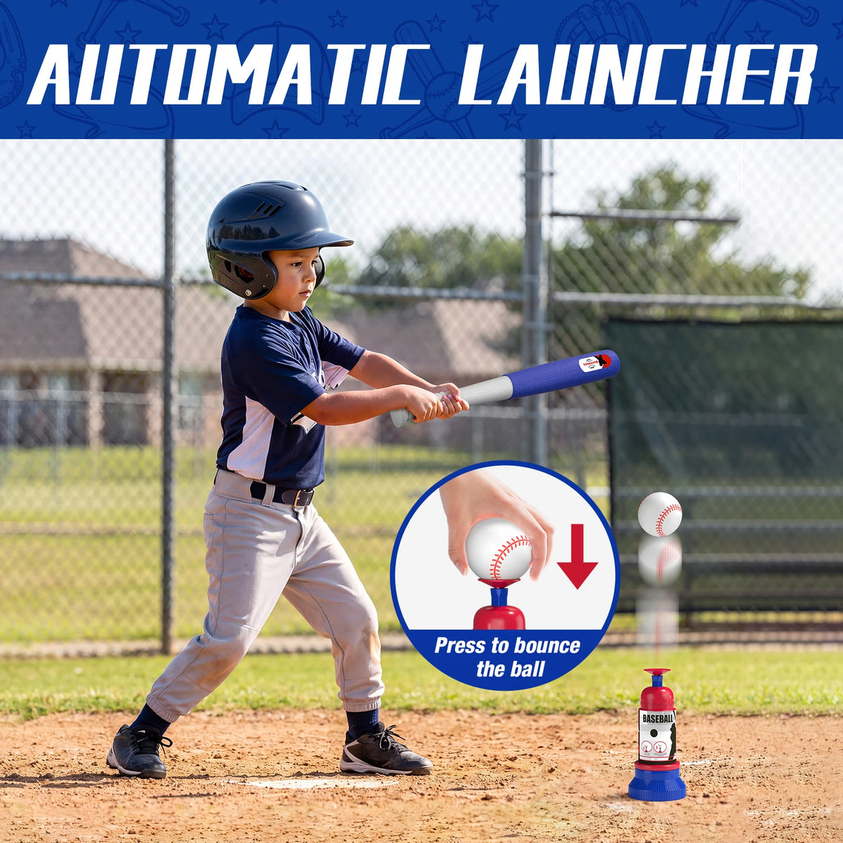 QDragon Adjustable Tee Ball And Pitching Machine Set For Kids
