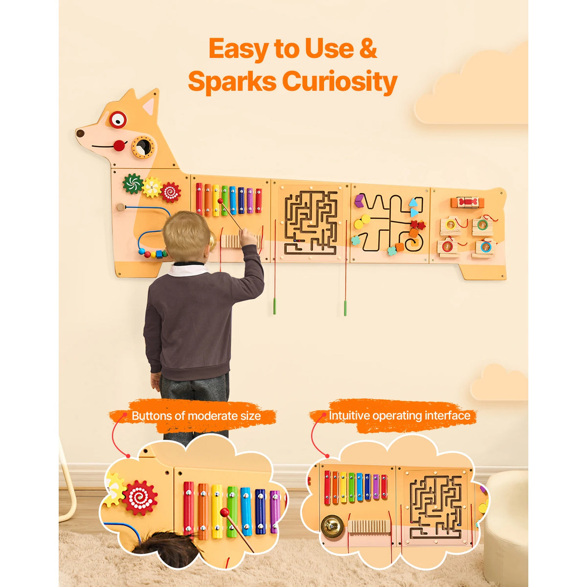 SucceBuy Puppy Kids Wall Busy Panel 12 Activity Board