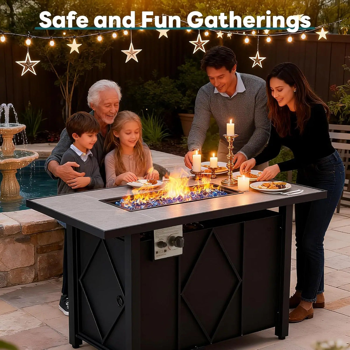JHK Outdoor Propane Fire Pit Table For Patios And Gardens