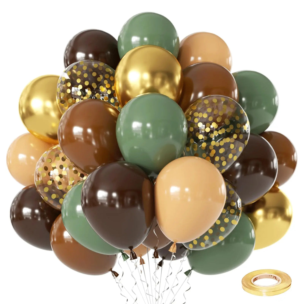 Zesliwy Black Gold Confetti Balloons 50 pack - 12 Inch Gold White and Black Confetti Balloons with Ribbons for Graduation Birthday Wedding Party Decorations