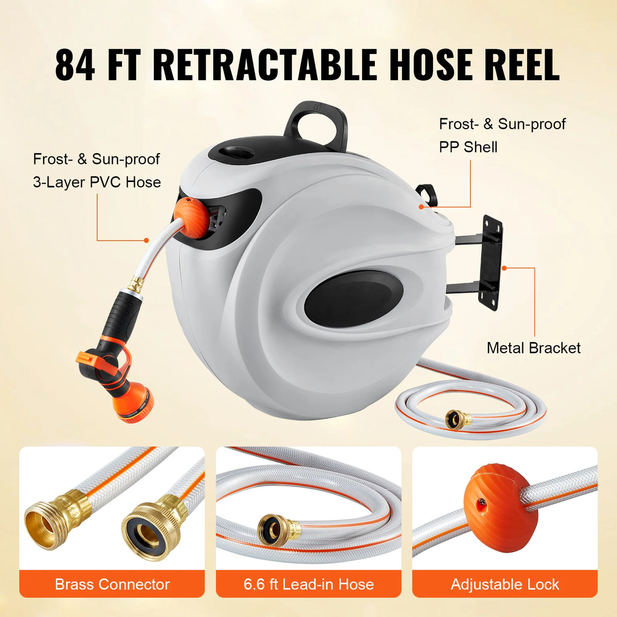 Wall Mounted Retractable Garden Hose Reel With Automatic Rewind
