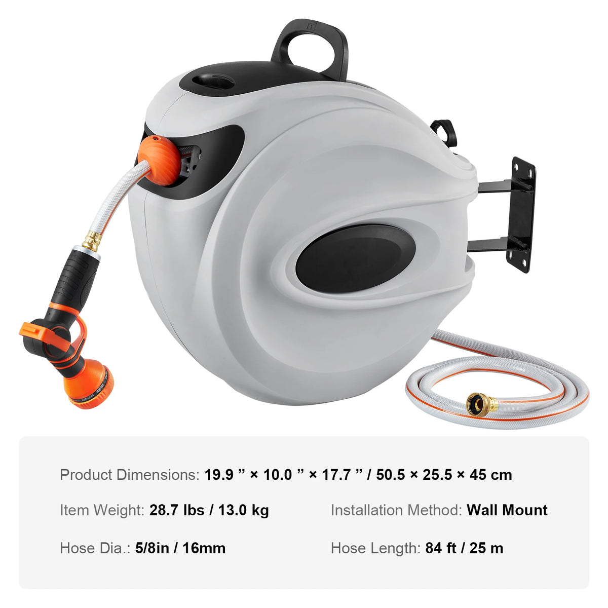 Wall Mounted Retractable Garden Hose Reel With Automatic Rewind