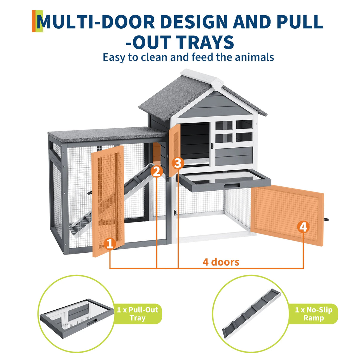 Wooden Two Story Rabbit Hutch And Indoor Outdoor Chicken Coop