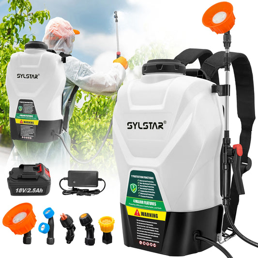 21V Electric Backpack Garden Sprayer With Telescopic Wand 5 Nozzles