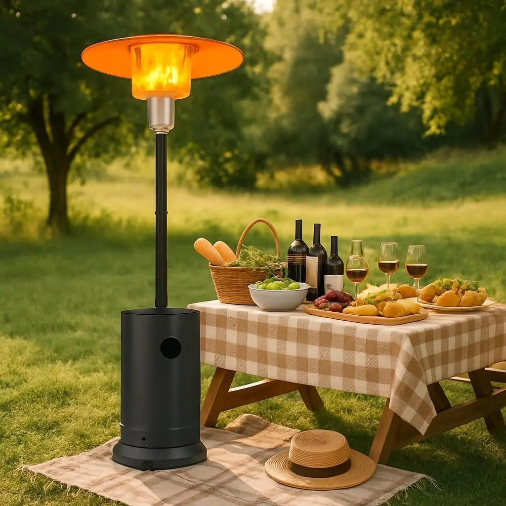 48,000 BTU Outdoor Heat Lamp - Outdoor Heaters for Patio With Wheels,Stainless Steel Gas Heating Unit With Adjustable Standing f
