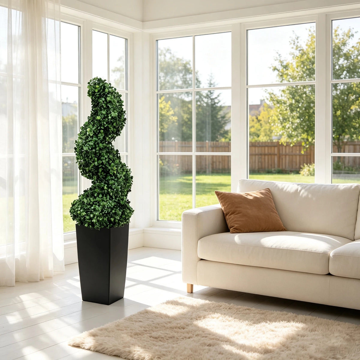 Olitree Artificial Spiral Boxwood Topiary Trees With Decorative Planter