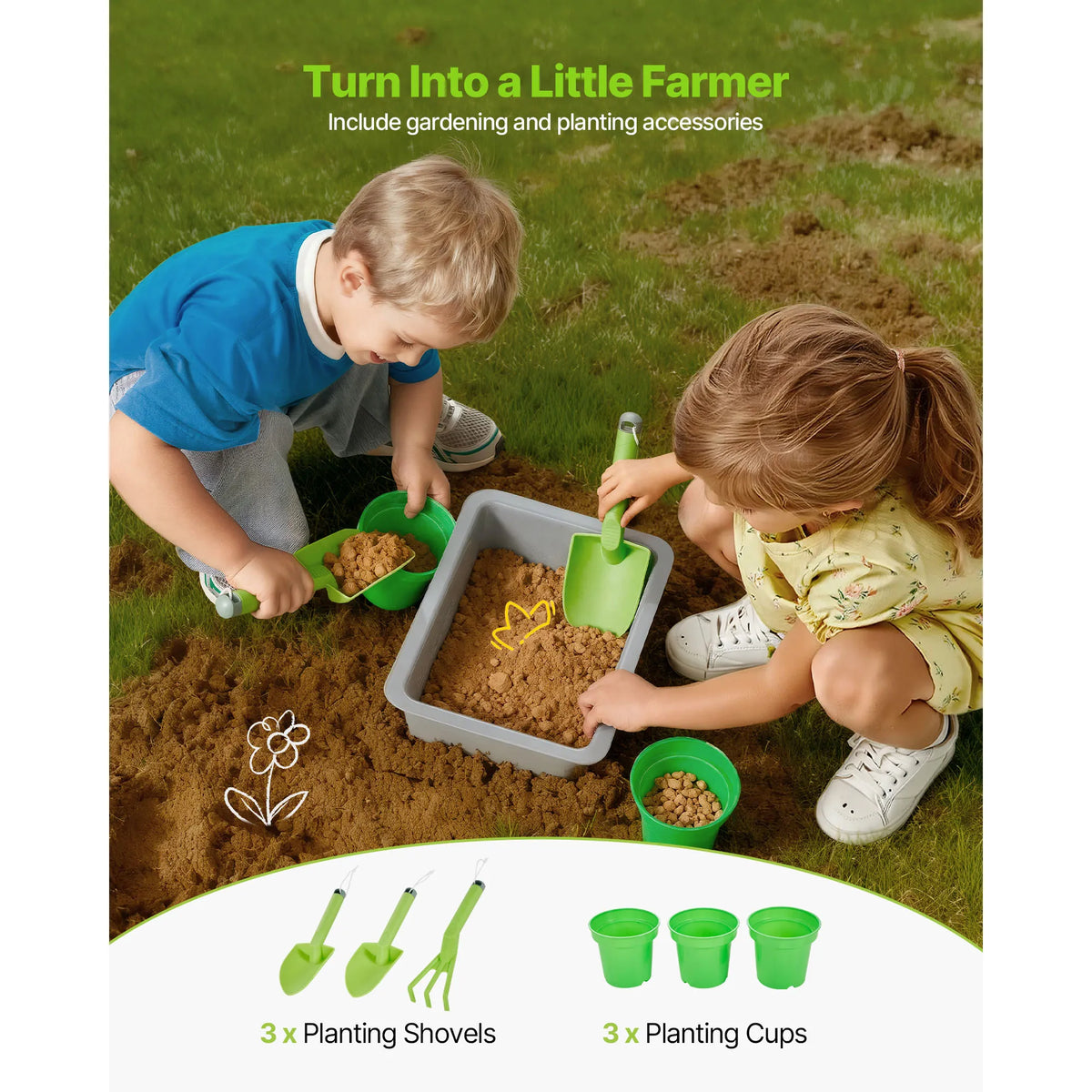 SucceBuy Kids Outdoor Mud Kitchen Wooden Play Set With Accessories