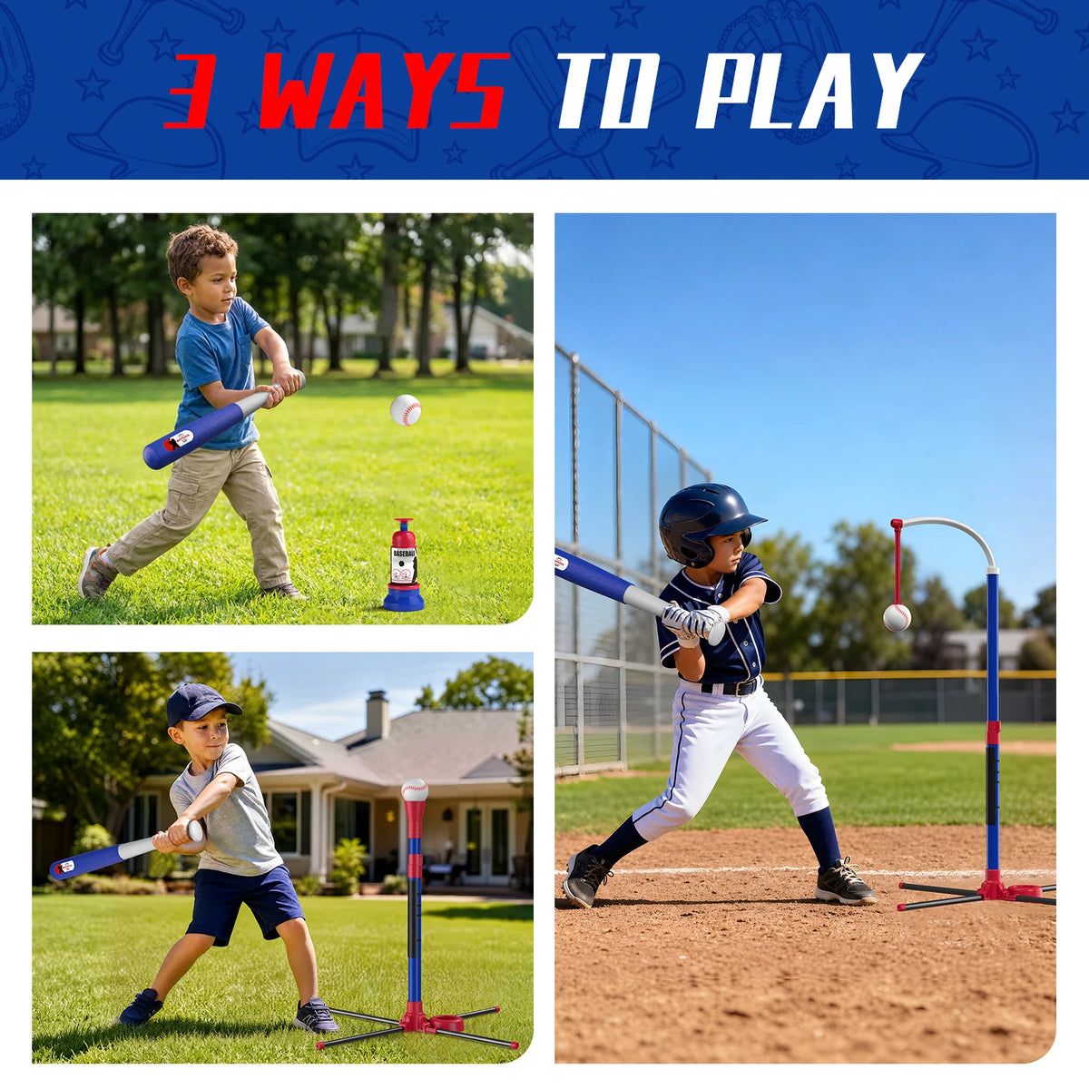 QDragon Adjustable Tee Ball And Pitching Machine Set For Kids