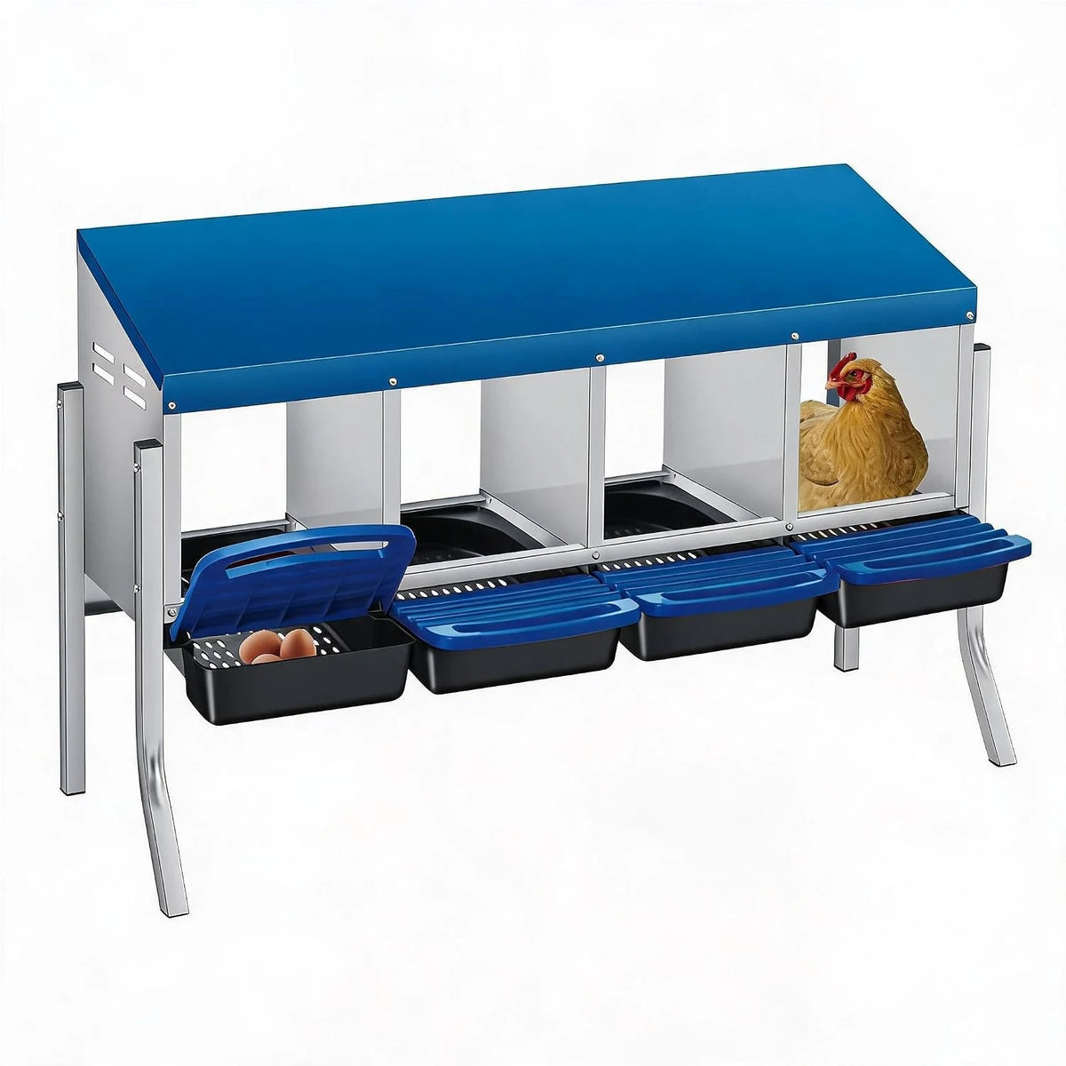 HiMISS Roll Away Chicken Nesting Box With Egg Collection Tray