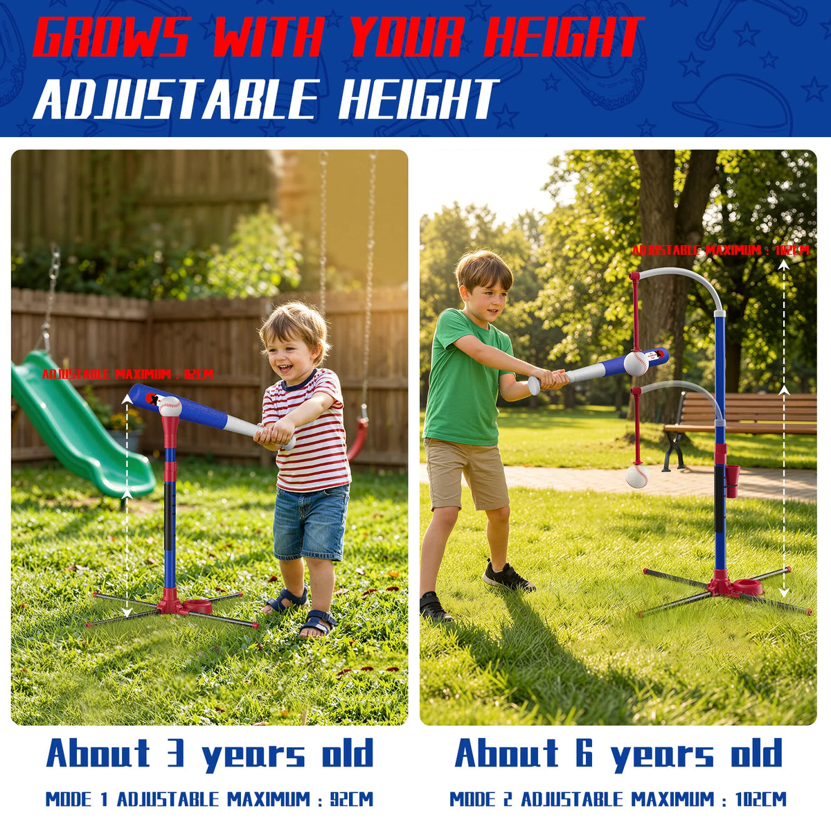 QDragon Adjustable Tee Ball And Pitching Machine Set For Kids