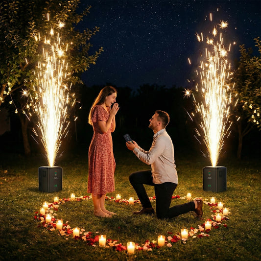 350W Mini Cold Spark Machine Wireless Remote Control Stage Effect Equipment, 2-3m Spark Height Low Temperature Spark Generator for Wedding Proposal Party Club Live Show, No DMX