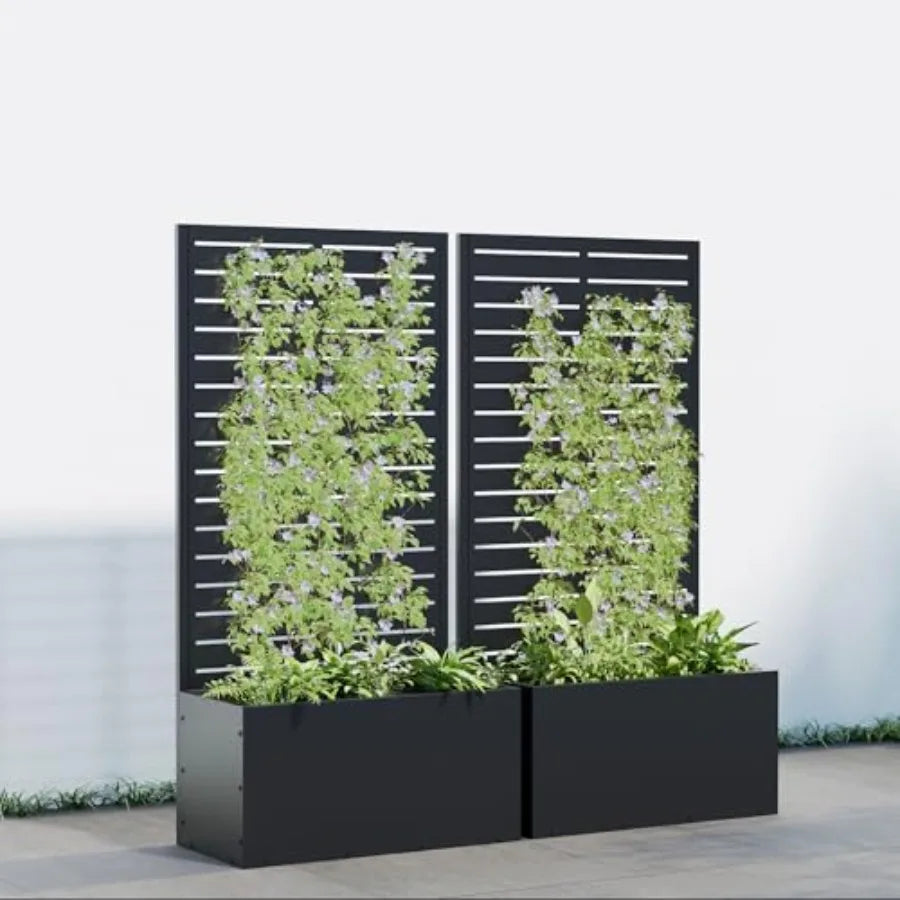 Sturdy Metal Raised Garden Bed With Drainage And Trellis