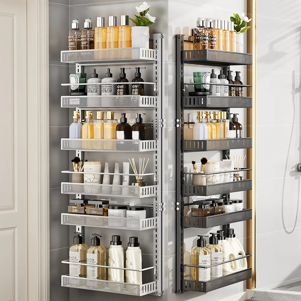 Adjustable 6-level metal pantry organizer for hanging on the door, spice organizer for hanging or wall mounting, for kitchen, bedroom, bathroom