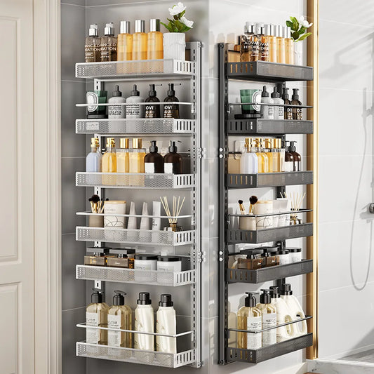Adjustable 6-level metal pantry organizer for hanging on the door, spice organizer for hanging or wall mounting, for kitchen, bedroom, bathroom
