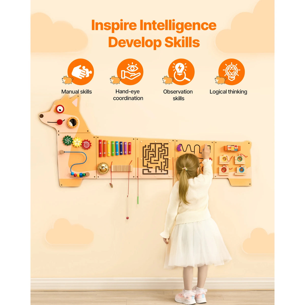 SucceBuy Puppy Kids Wall Busy Panel 12 Activity Board