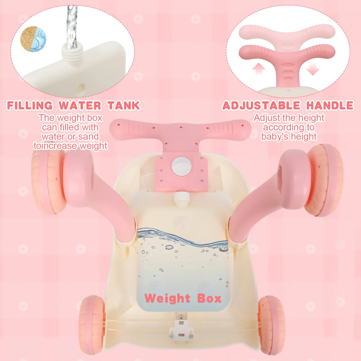 LLParty Multifunctional Toddler Push Walker With Activity Tray