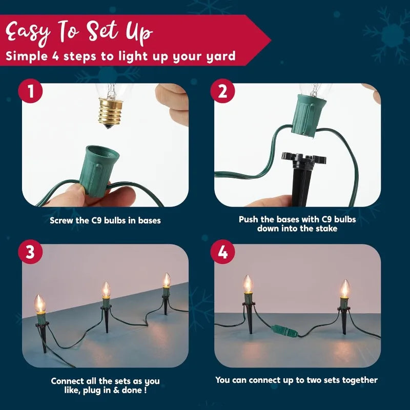 Joyfy C9 Christmas Pathway Lights Outdoor Holiday Walkway Decor
