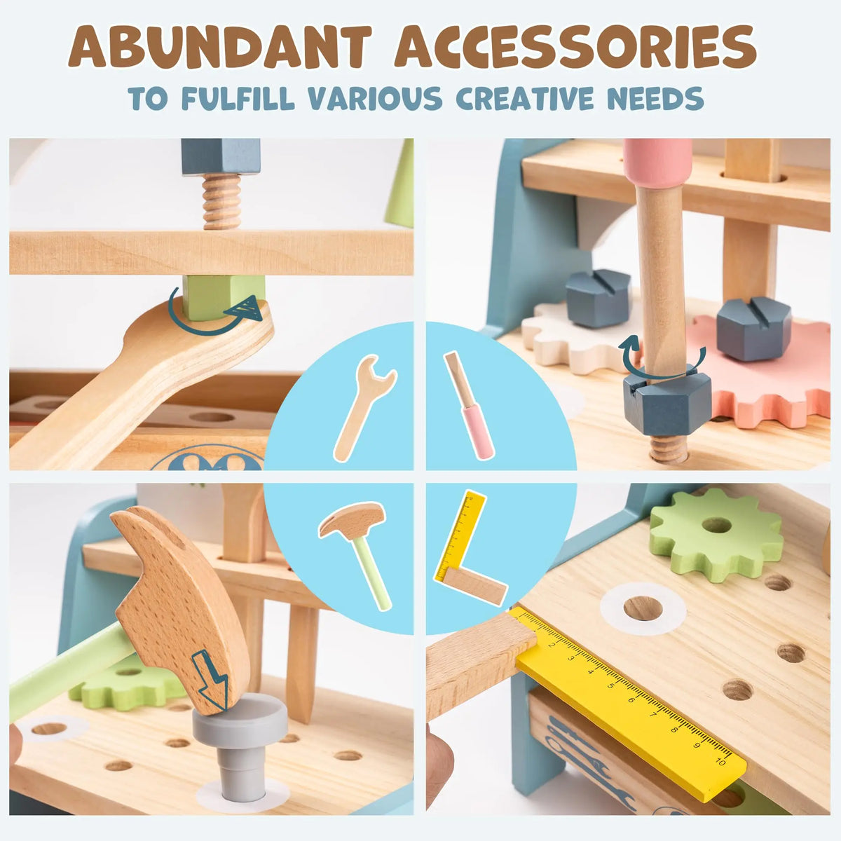 Robud Mini Wooden Tool Workbench Role Play Montessori Toy