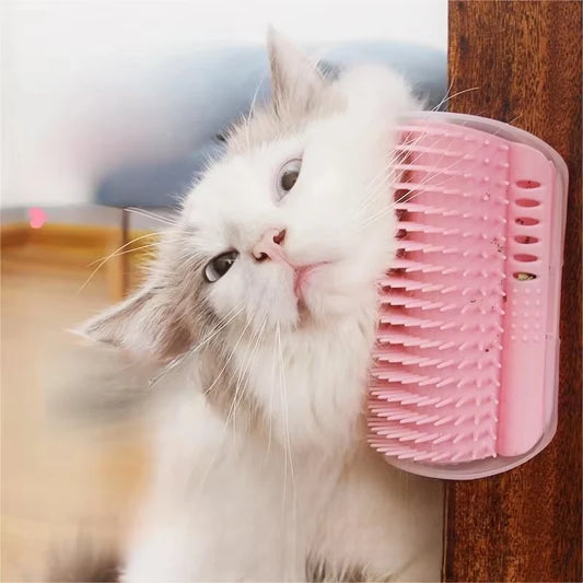 Cat Deshedding Massage Comb Corner Scratcher Brush With Catnip