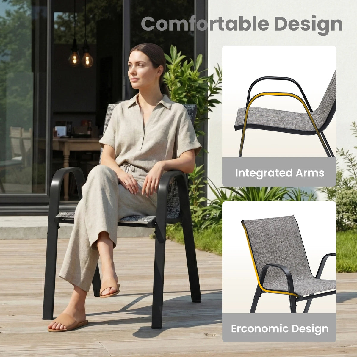 Professional Metal Outdoor Dining Set With Six Chairs For Patio