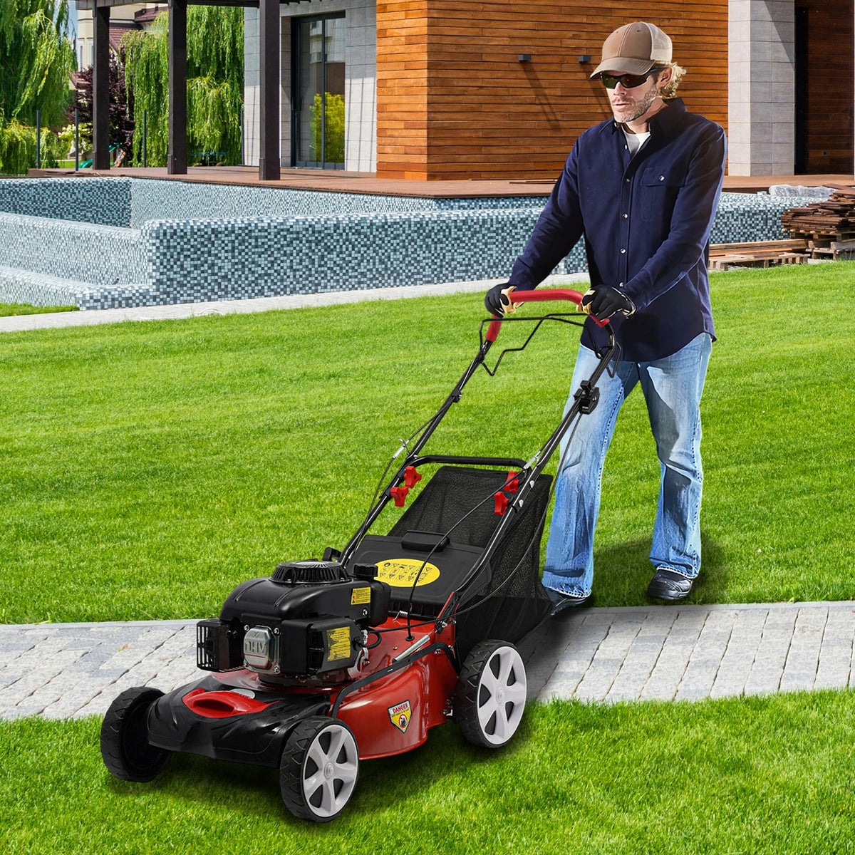 Self Propelled 4 Stroke Gas Lawn Mower With Collection Bag