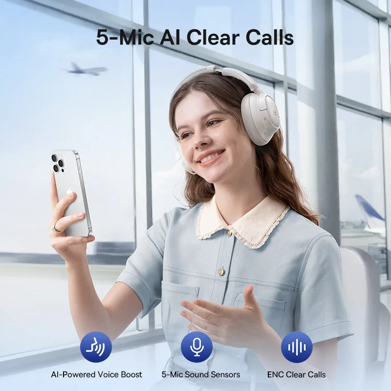 Baseus Wireless Headphones with Active Noise Cancellation and 80H Battery