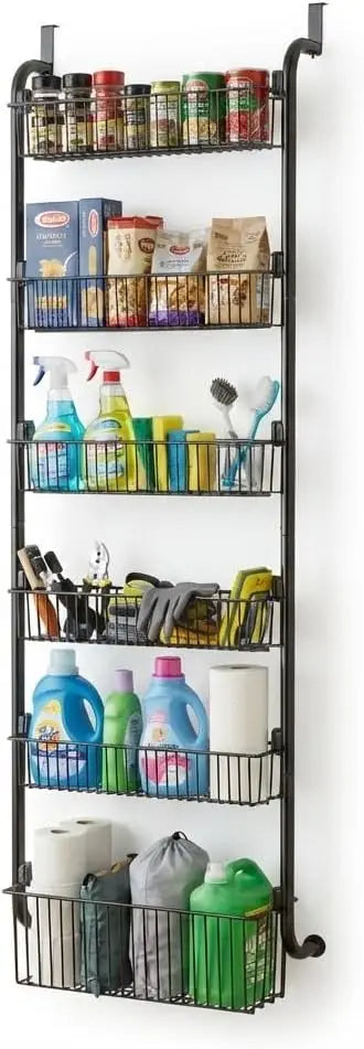 Garvee 6 Tier Over the Door Pantry Organizer  Large-Capacity Heavy-Duty Steel Hanging Spice Rack Adjustable Wall Seasoning Shelves for Kitchen Bathroom Cabinet