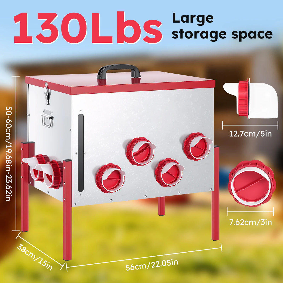 Automatic Rodent Proof Poultry Feeder With Viewing Window And Lid