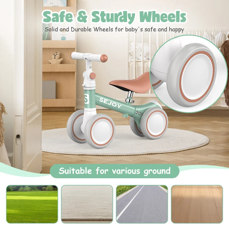 Sejoy Four Wheel Toddler Balance Bike And Ride Toy