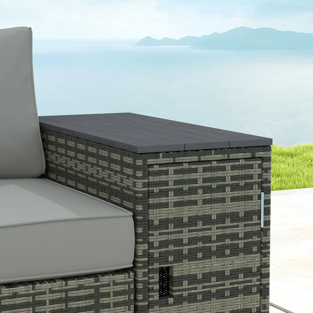 Outsunny Outdoor Wicker Sofa With Convenient Storage And Cushions