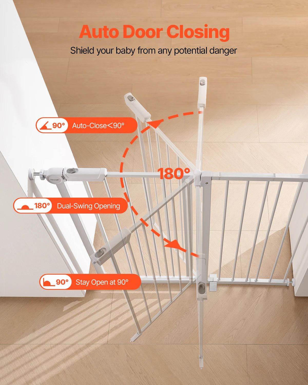 SucceBuy Stainless Steel Walk Thru Pressure Mount Baby Gate