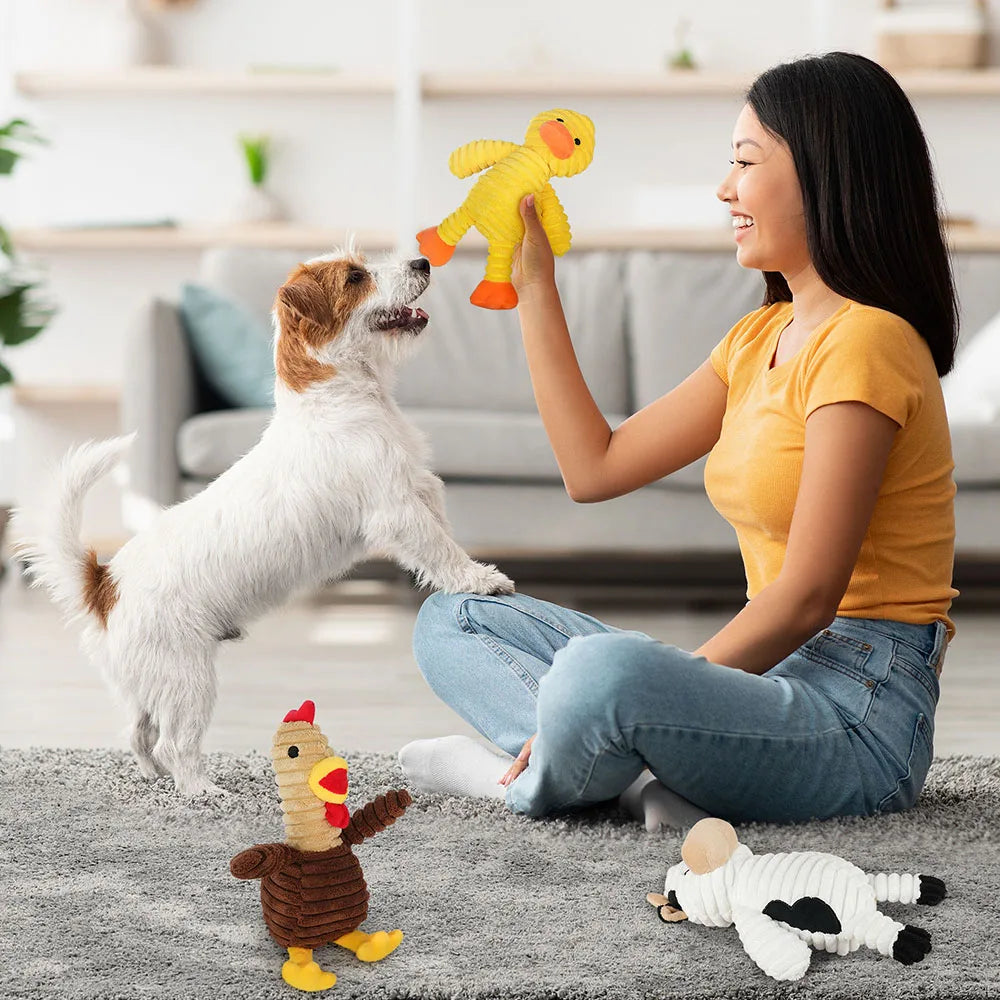 Soft Plush Squeaky Dog Toys Animal Assortment Value Bundle