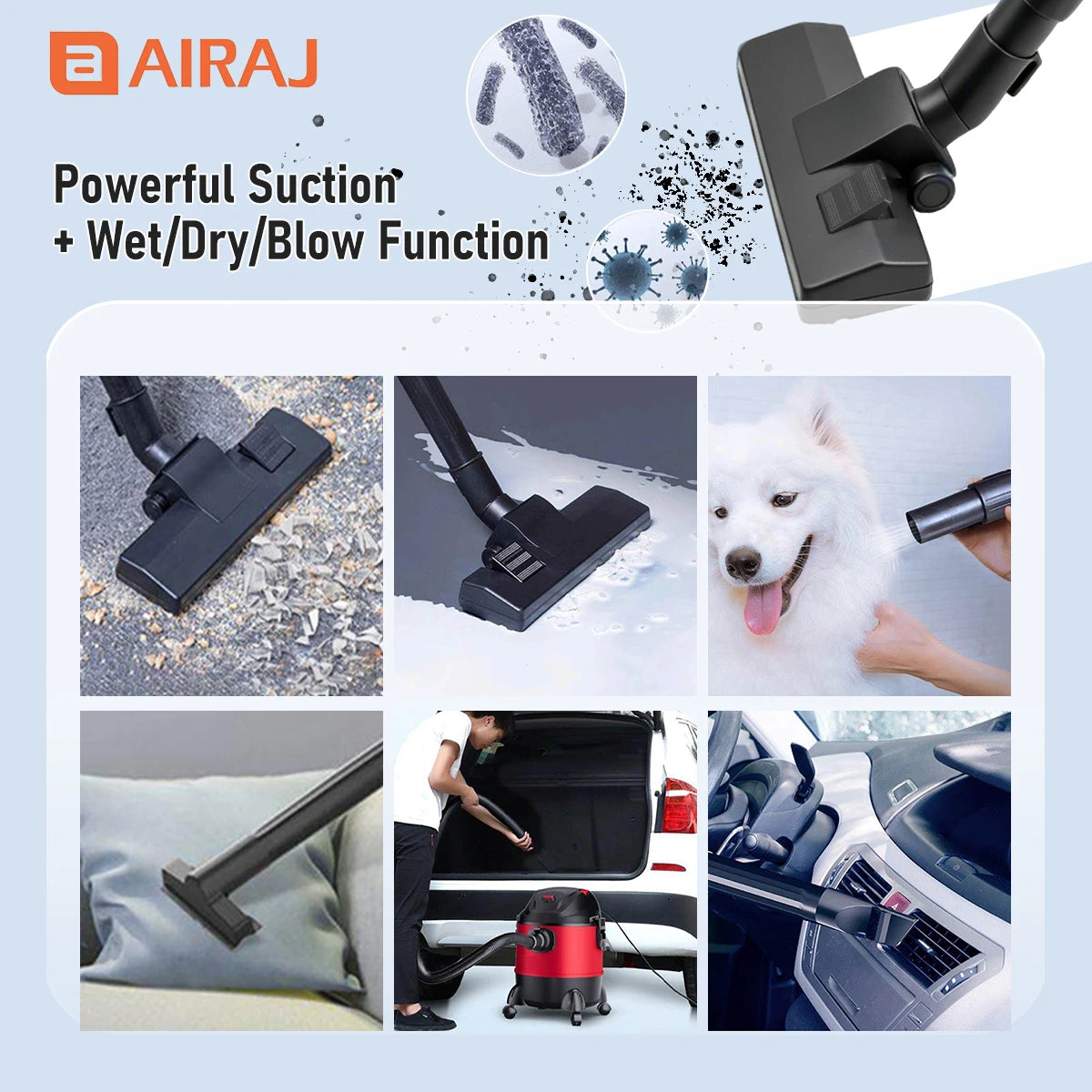 Airaj Powerful Dry And Wet Vacuum Cleaner For Home Cleaning