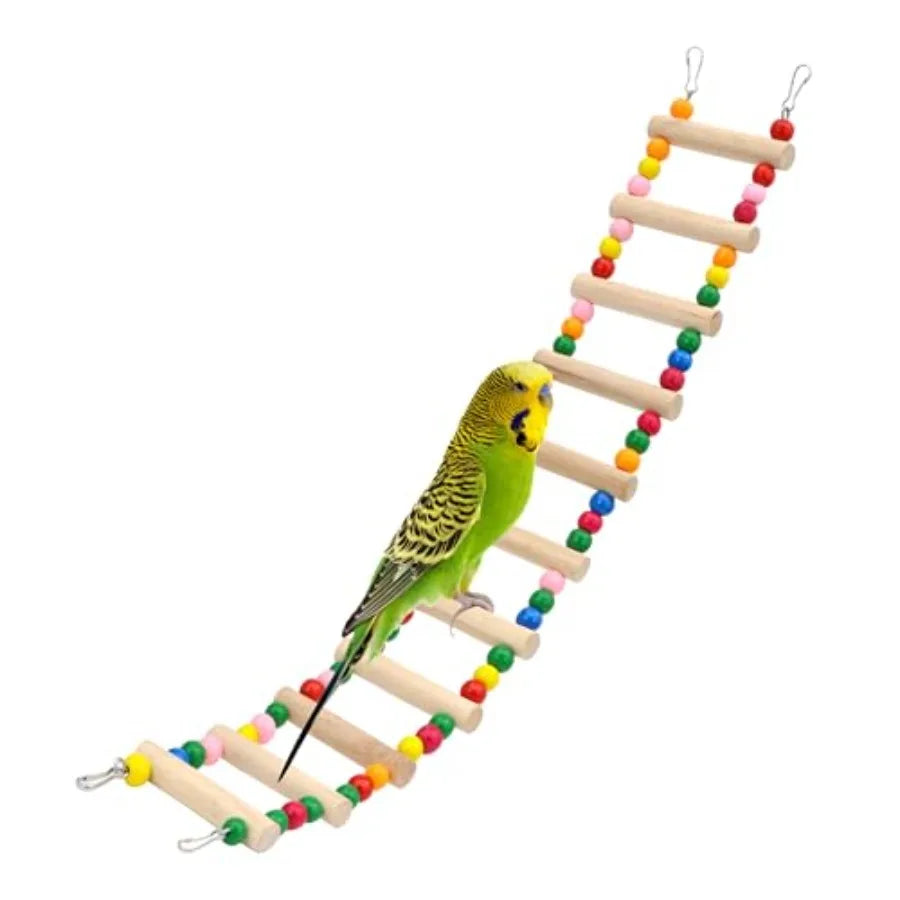 Raw Wood Bird And Hamster Climbing Ladder Bridge Toy
