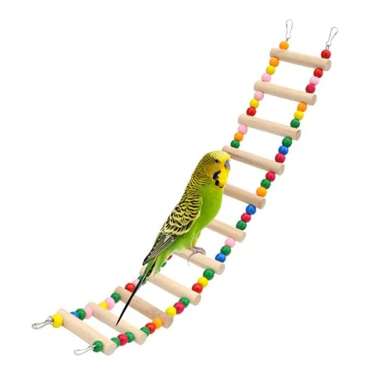 Raw Wood Bird And Hamster Climbing Ladder Bridge Toy