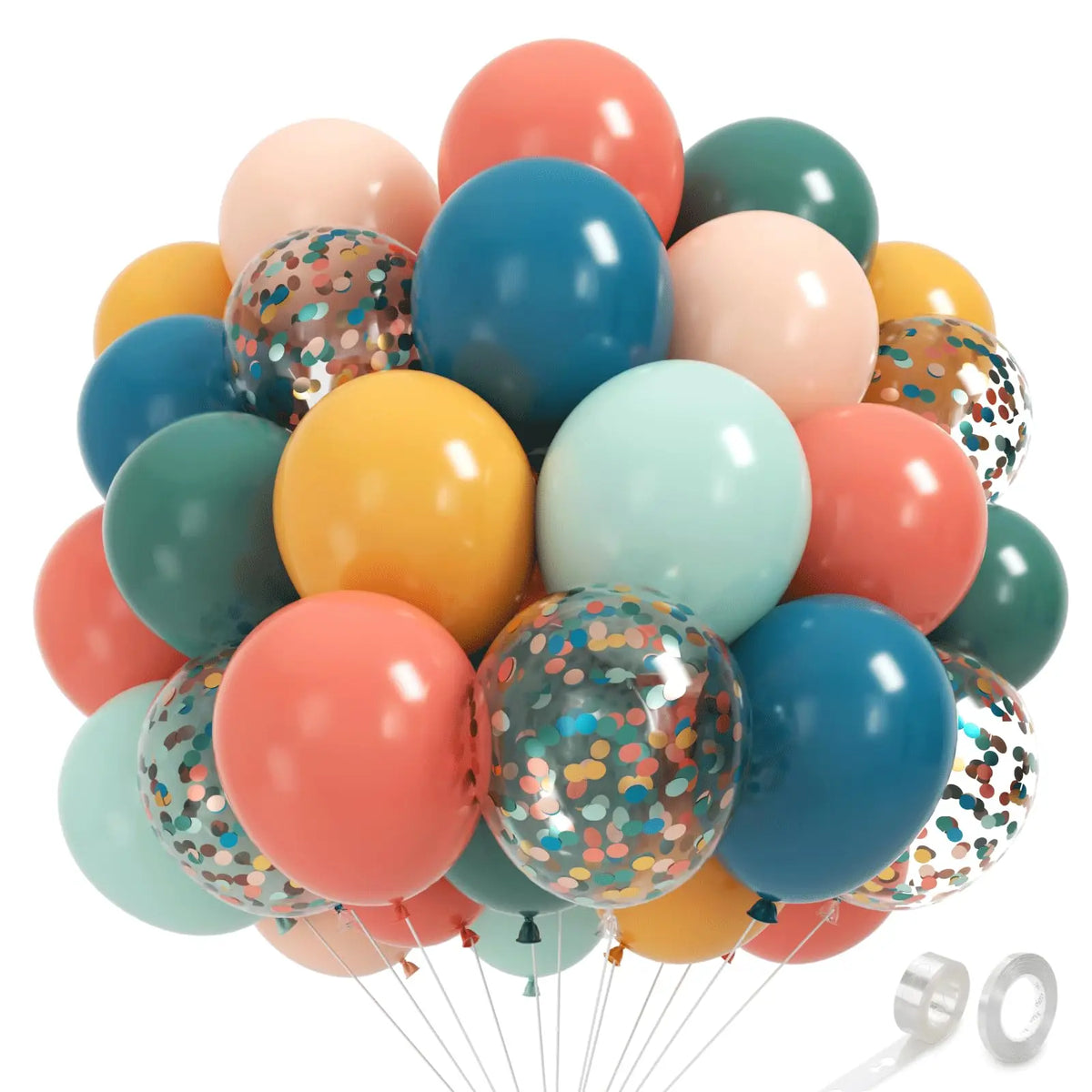 Zesliwy Black Gold Confetti Balloons 50 pack - 12 Inch Gold White and Black Confetti Balloons with Ribbons for Graduation Birthday Wedding Party Decorations