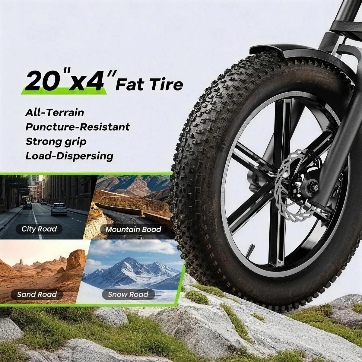 Cybervelo 1000W Electric Bike for Adults 20" Fat Tire All-Terrain E-Bike 48V 20AH/30AH Removable Battery 30MPH Electric Dirt Bike EK11