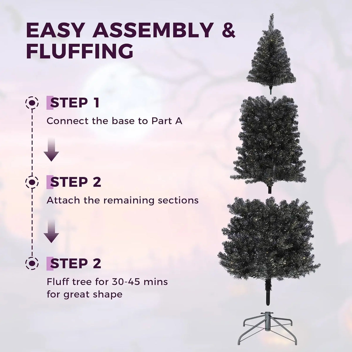 HiMISS Artificial Halloween Christmas Tree With Realistic Branch Tips