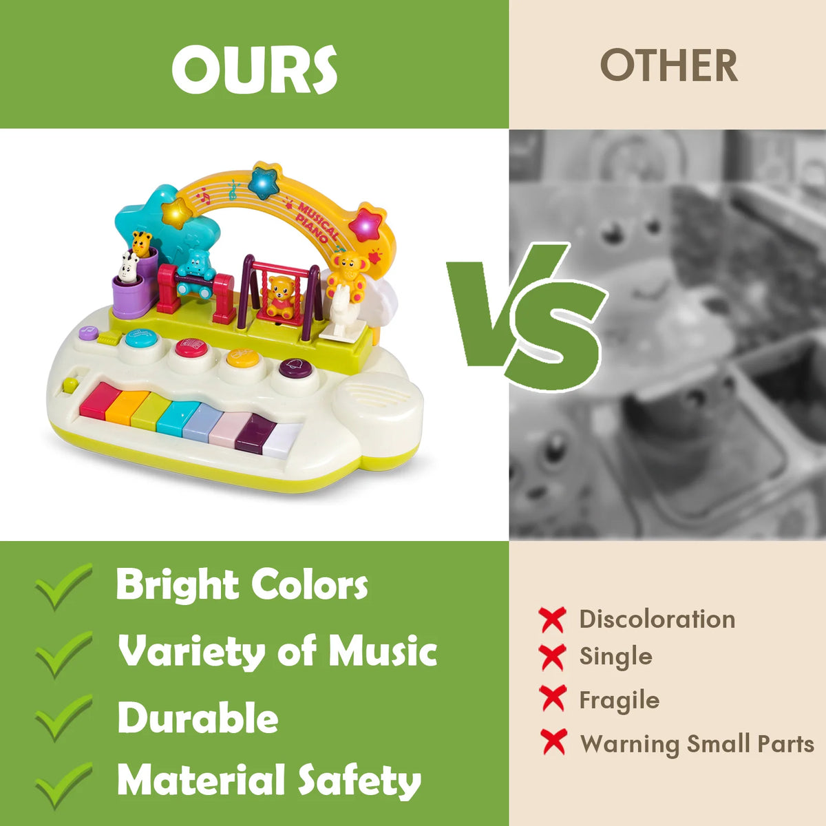Animal Light Up Piano Toy for Toddlers, Musical Keyboard Learning Instrument, Educational Interactive Baby Toy for Infants 3+ Months, 1+ Year Old Birthday Gift