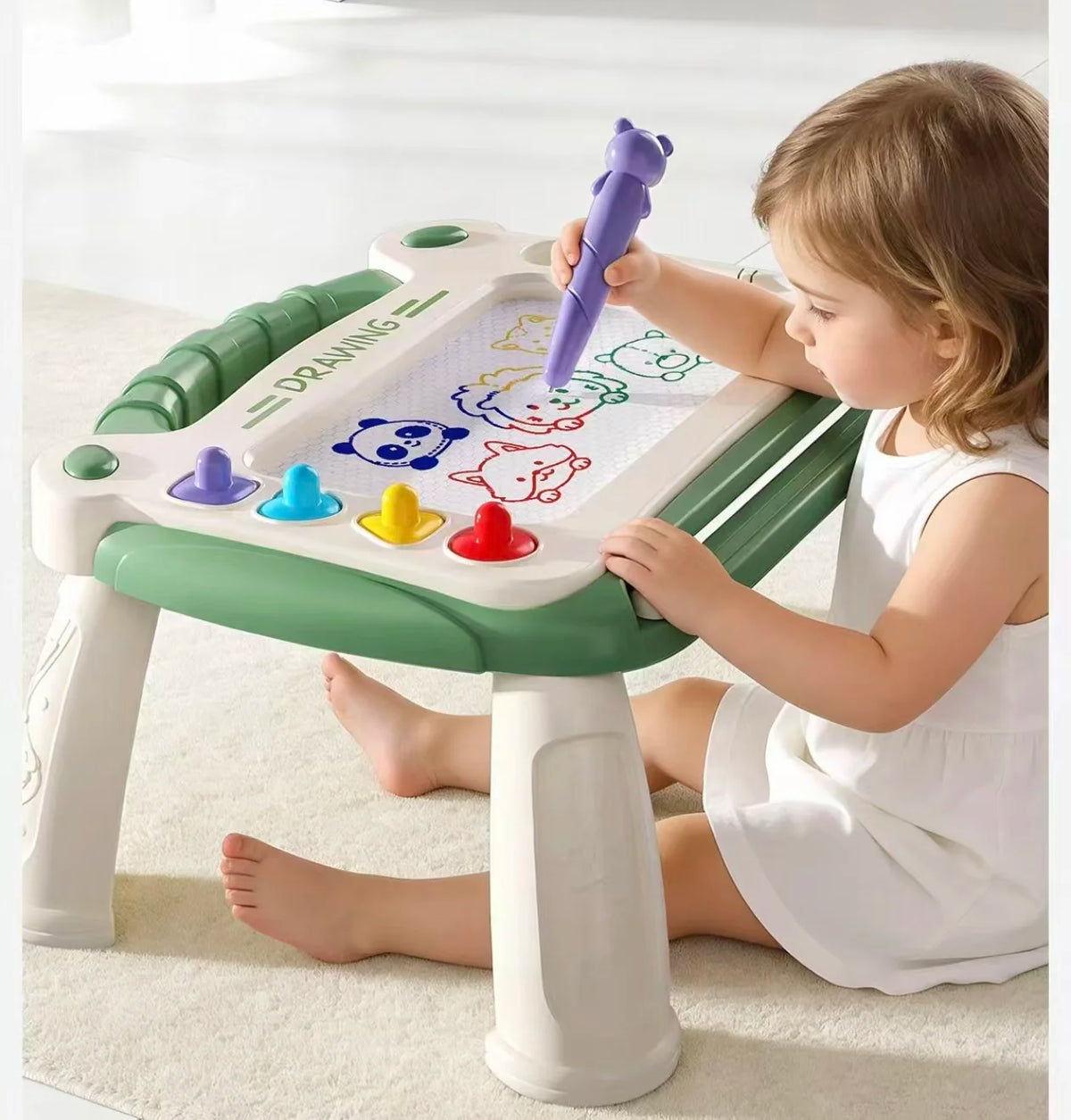 Toddler Magnetic Drawing Board With Erasable Pen And Creative Stamps