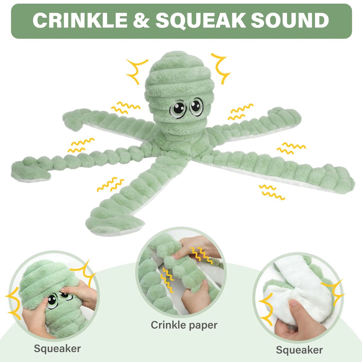 Octopus Designed Squeaky Plush Dog Chew Toy Interactive Play