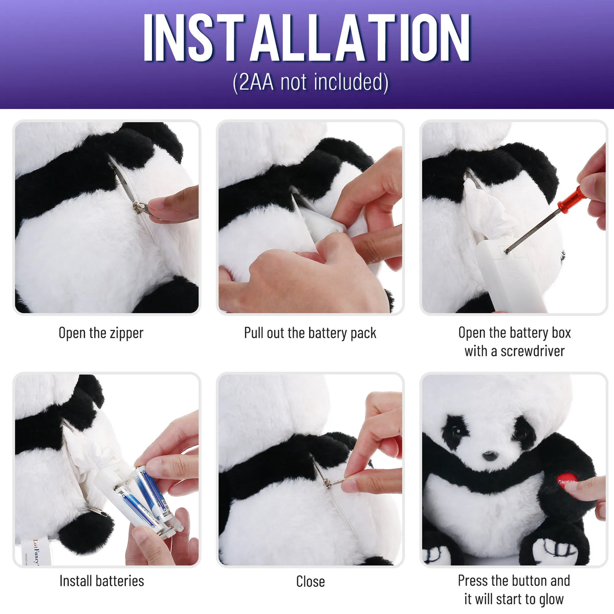Light Up Panda Bear Plush Toy With Soft Stuffed Comfort