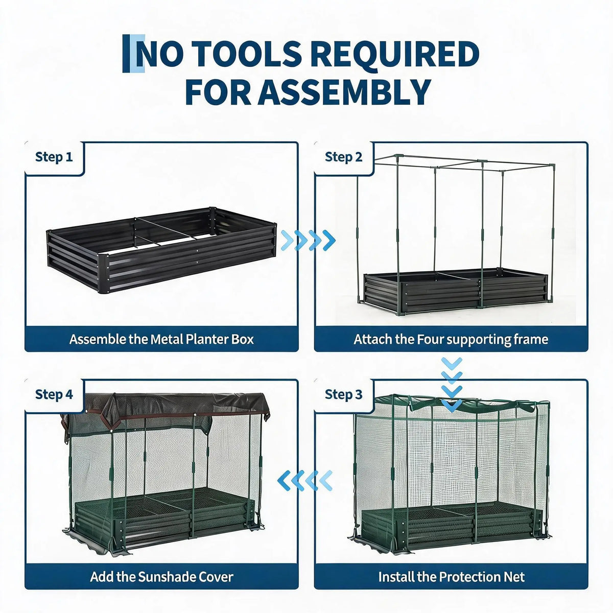 Galvanized Metal Raised Garden Bed With Self Watering Mesh Cover