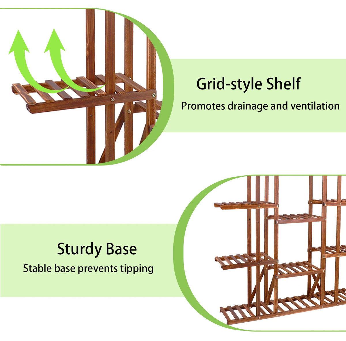 Wisfor Wood Tiered Plant Stand For Indoor And Outdoor Decor